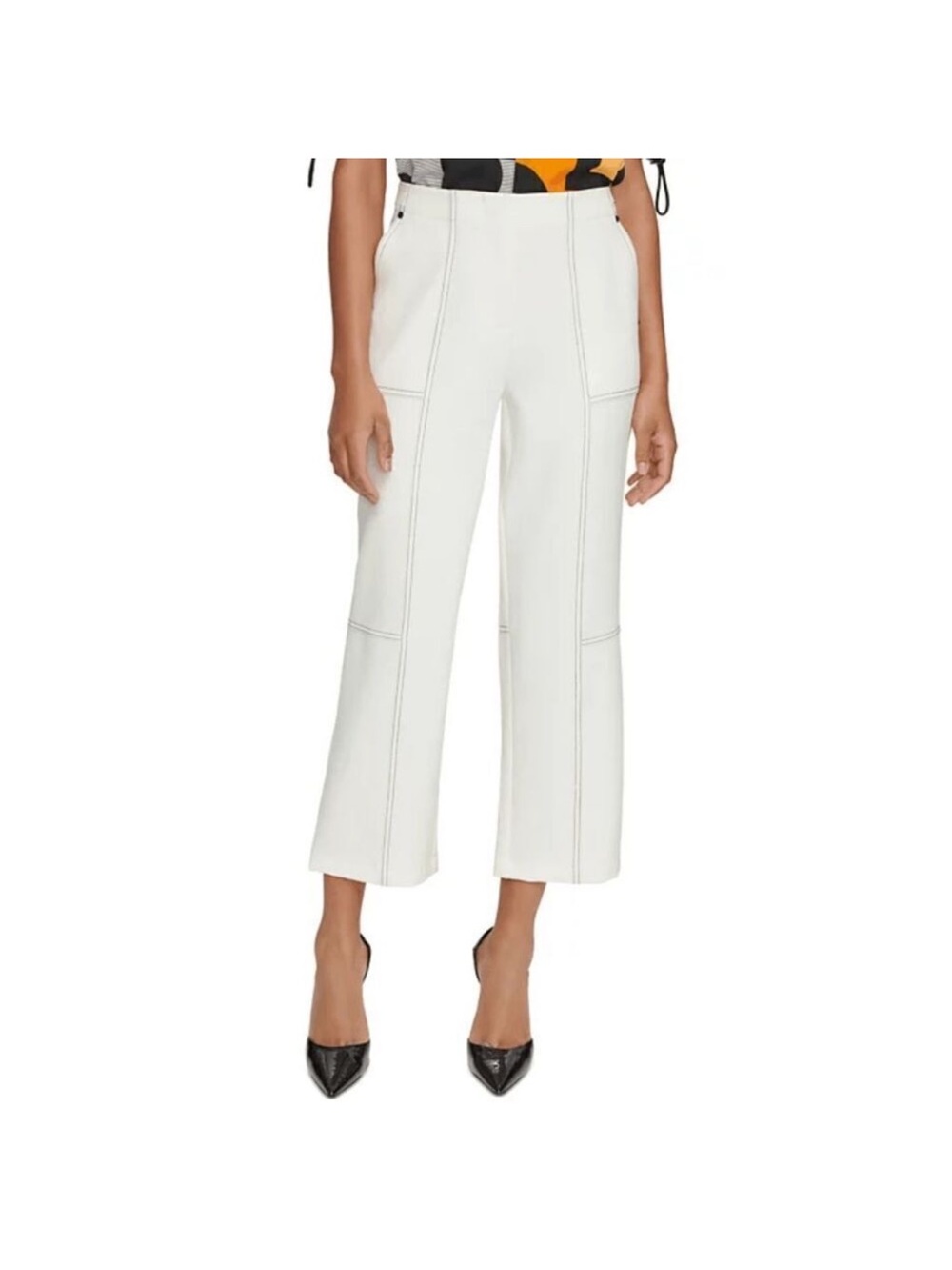 Karl Lagerfeld White Cropped Wide-Leg Capris